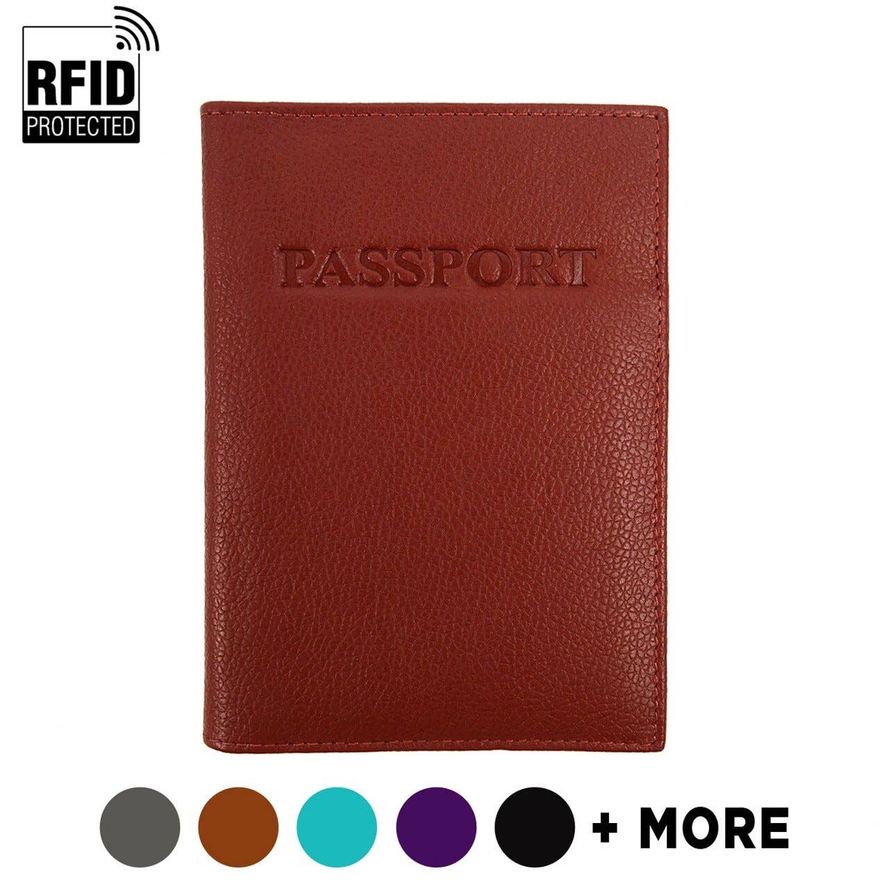 RFID Genuine Leather Passport Case: Burgundy