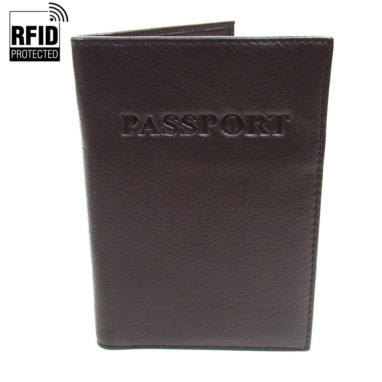 RFID Genuine Leather Passport Case: Burgundy