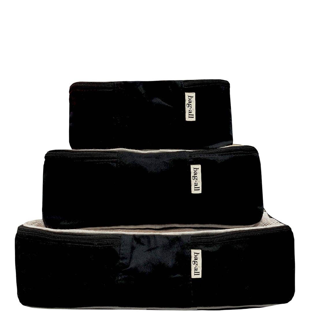 Cotton Packing Cubes, Print, 3-pack Black