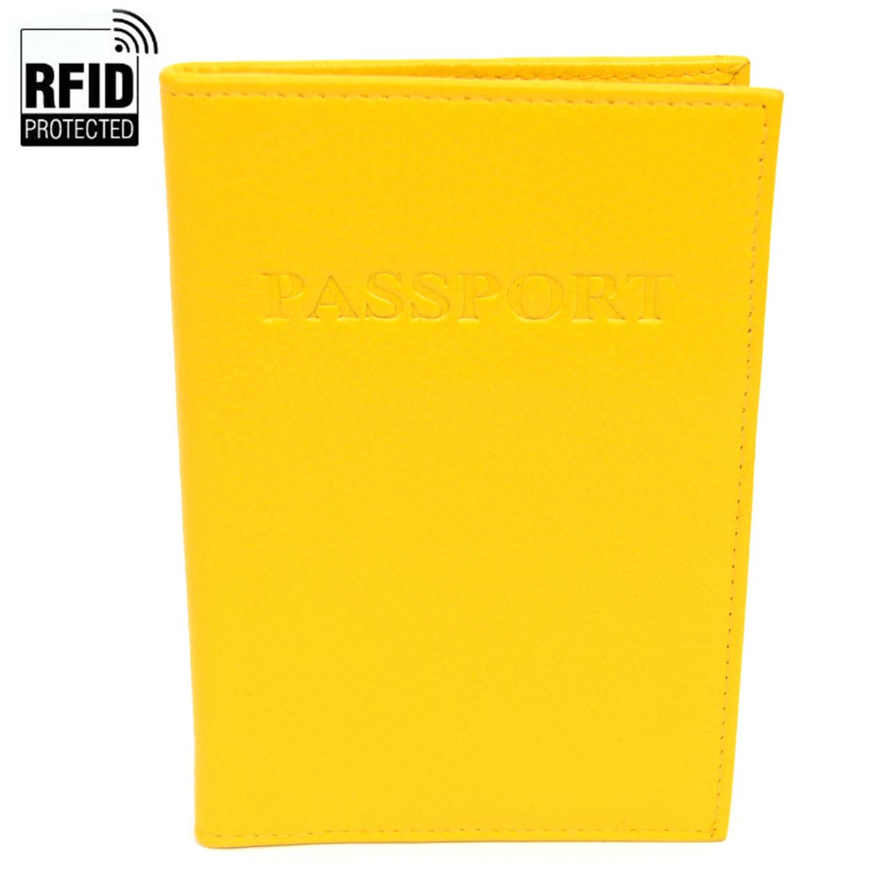 RFID Genuine Leather Passport Case: Gold