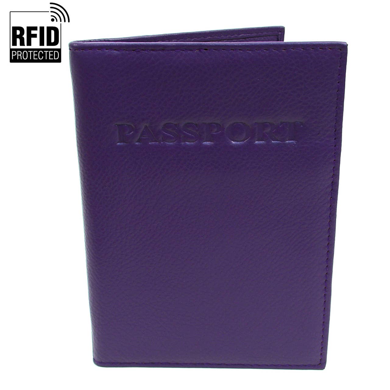 RFID Genuine Leather Passport Case: Burgundy