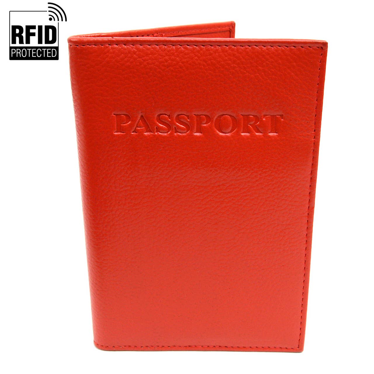 RFID Genuine Leather Passport Case: Burgundy