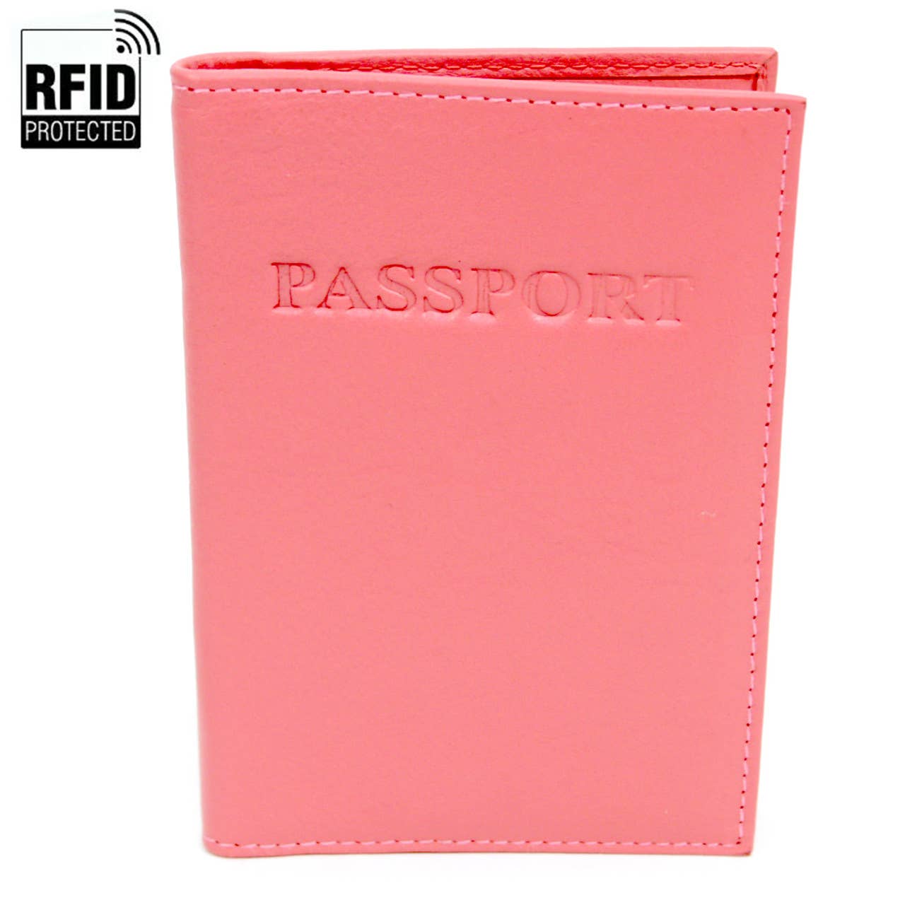 RFID Genuine Leather Passport Case: Burgundy