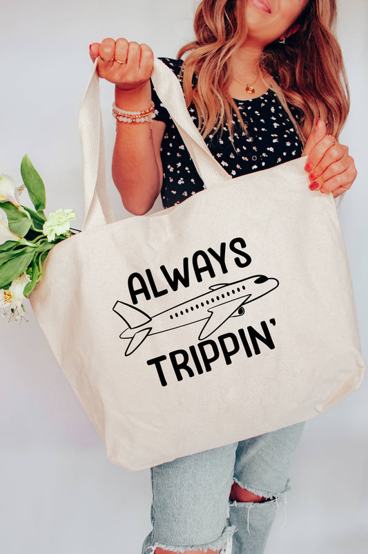 Always Trippin Airplane Travel Tote Bag 2 SIZES: L