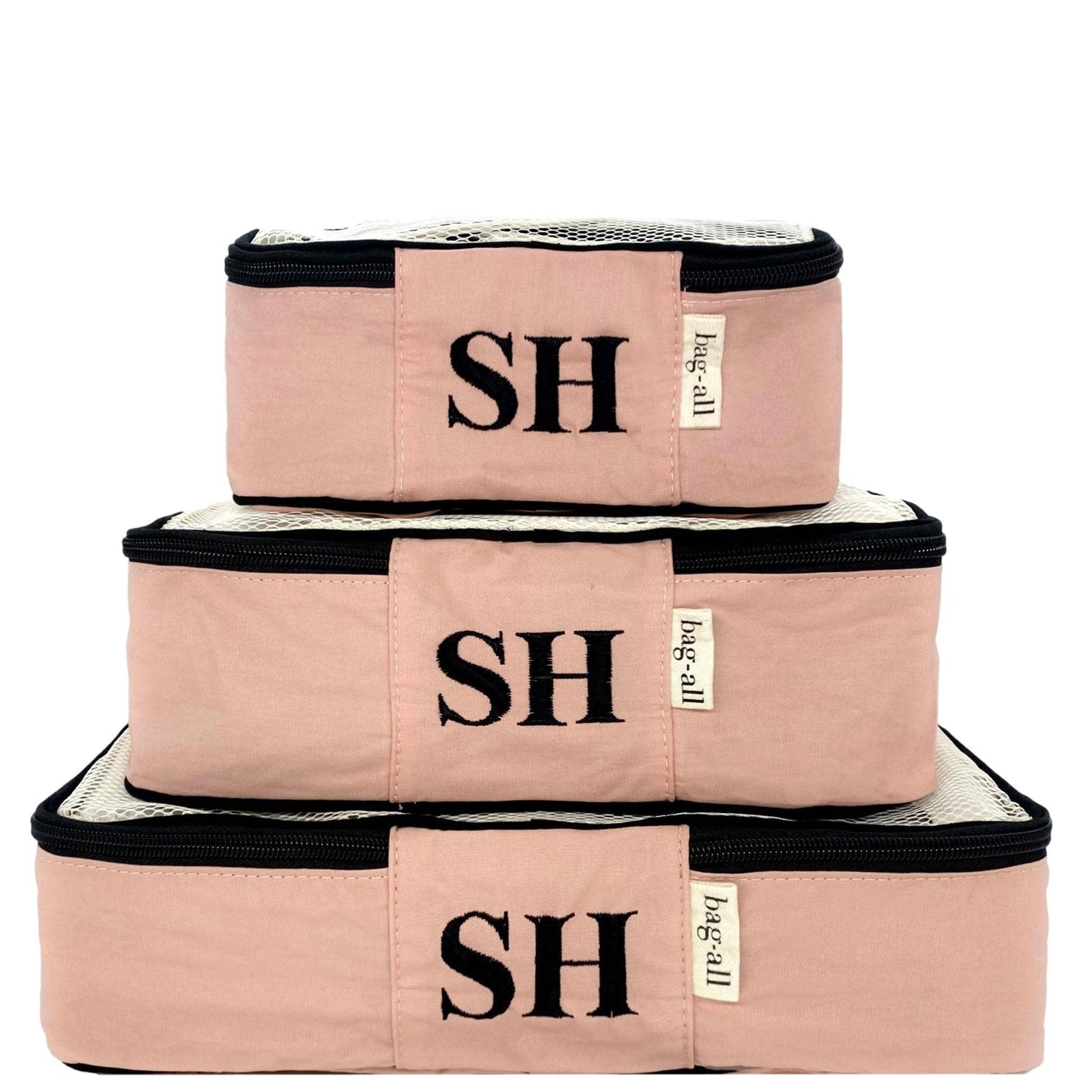 Cotton Packing Cubes, Print, 3-pack Pink/Blush