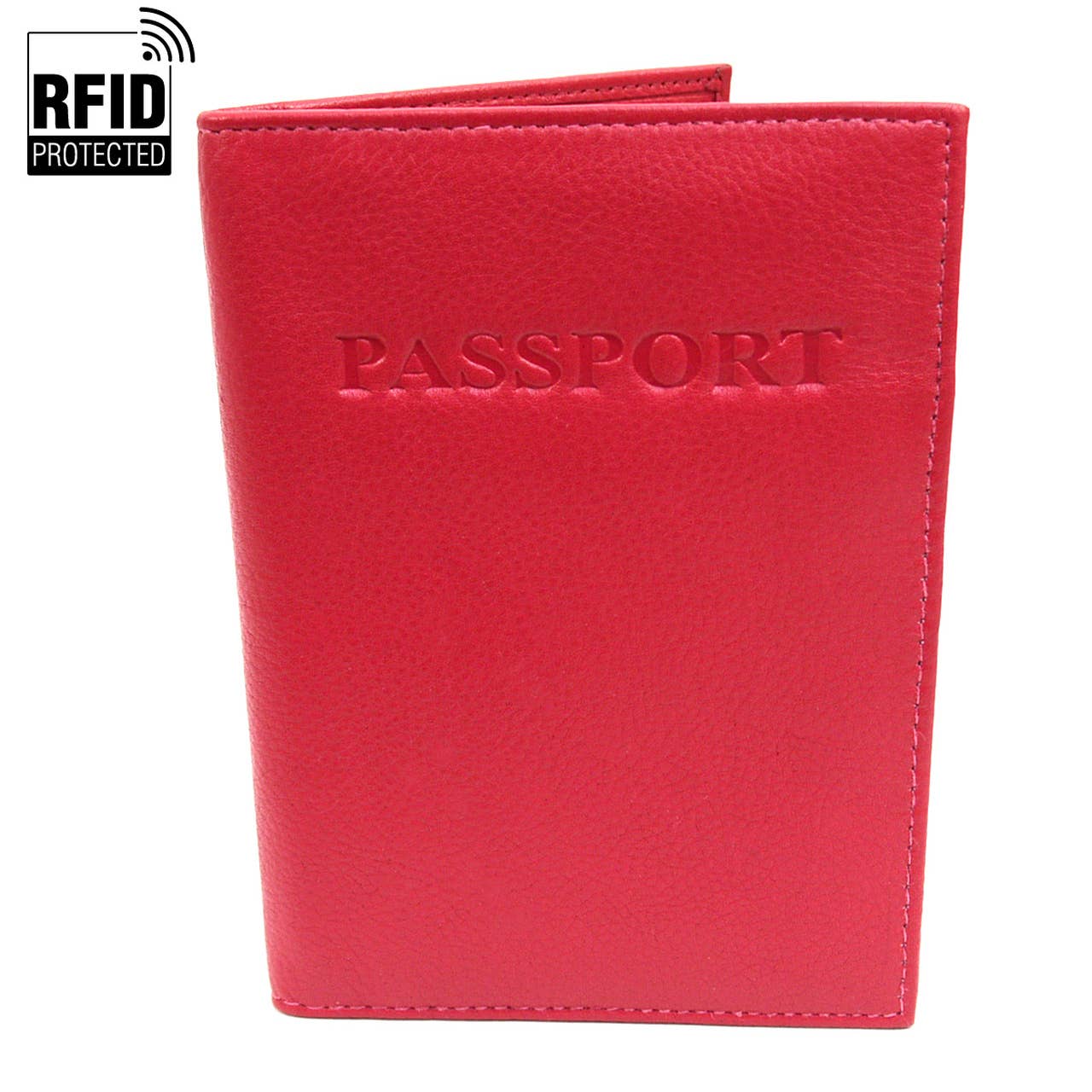 RFID Genuine Leather Passport Case: Burgundy