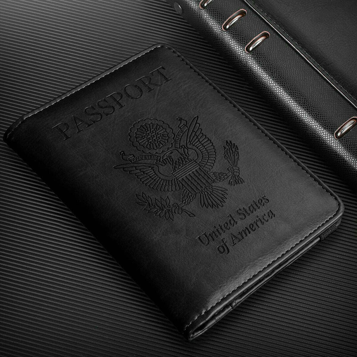 RFID Multi-function Wallet Passport Holder Anti-theft Anti-scanning: Black